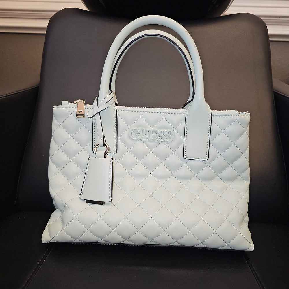 GUESS Mint Green Quilted Satchel